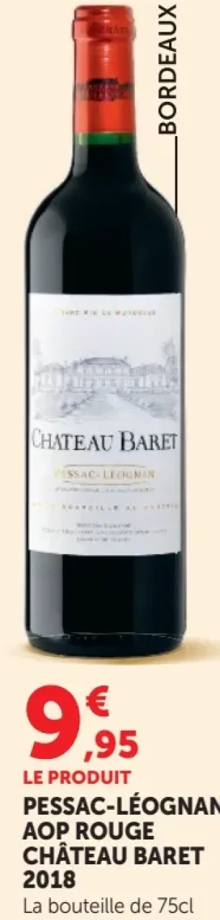 Vin rouge Pessac-Léognan AOP Rouge 2018 Château Baret