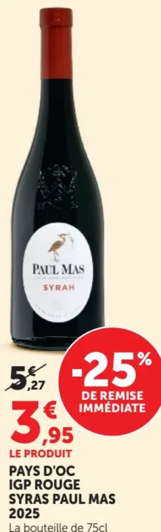 PAYS D'OC IGP ROUGE SYRAS PAUL MAS 2025