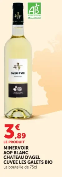 MINERVOIR AOP BLANC CHATEAU D'AGEL CUVEE LES GALETS BIO