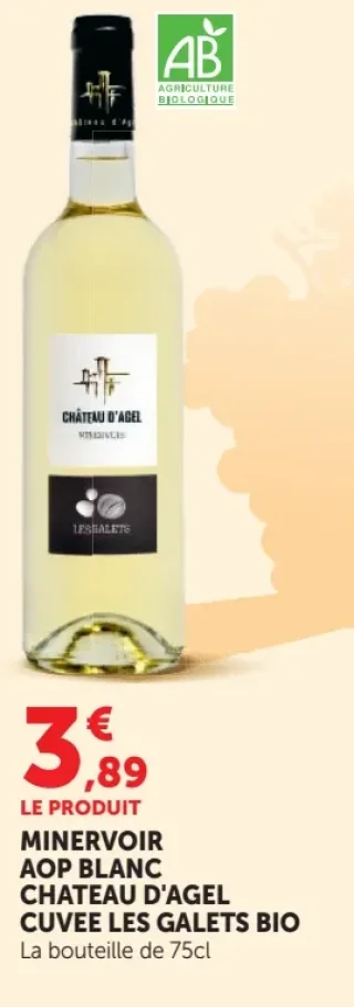 MINERVOIR AOP BLANC CHATEAU D'AGEL CUVEE LES GALETS BIO