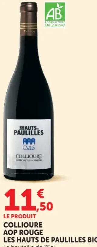 COLLIOURE AOP ROUGE LES HAUTS DE PAULILLES BIO