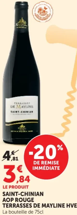 SAINT-CHINIAN AOP ROUGE TERRASSES DE MAYLINE HVE3