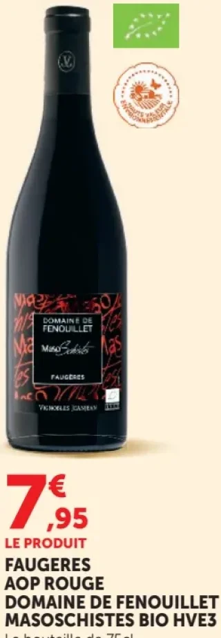 FAUGERES AOP ROUGE DOMAINE DE FENOUILLET MASOSCHISTES BIO HVE3