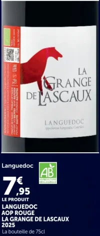 Vin rouge bio Languedoc AOP Rouge La Grange de Lascaux 2023