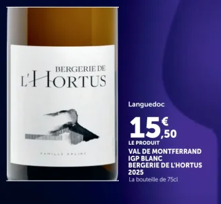Val de Montferrand IGP Blanc Bergerie de l'Hortus 2023