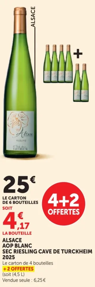 Vin blanc Alsace AOP Sec Riesling Cave de Turckheim