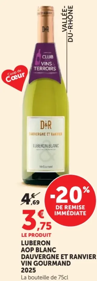 Dauvergne et Ranvier Vin Gourmand Luberon AOP Blanc 2025