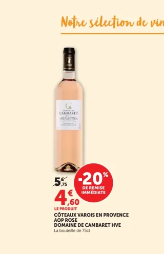 Côteaux Varois en Provence AOP Rosé Domaine de Cambaret HVE