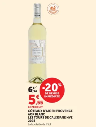 Côteaux d'Aix en Provence AOP Blanc Les Tours de Calissane HVE 2025