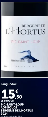 Bergerie de l'Hortus Pic-Saint-Loup AOP Rouge