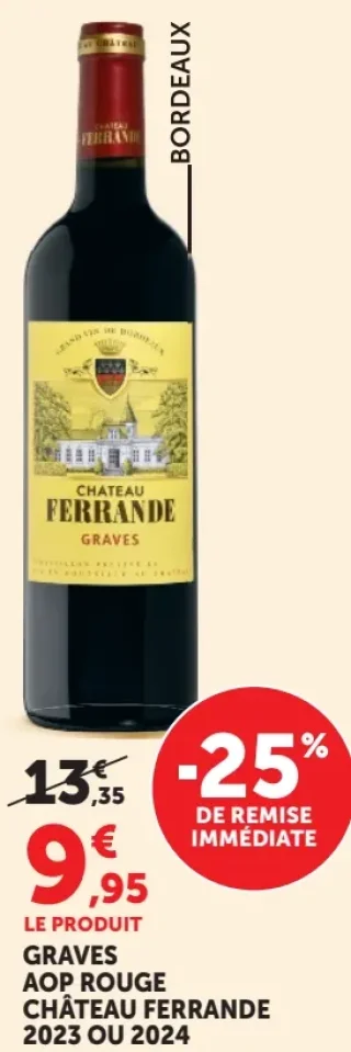 Vin Rouge Graves AOP Château Ferrande 2023 ou 2024