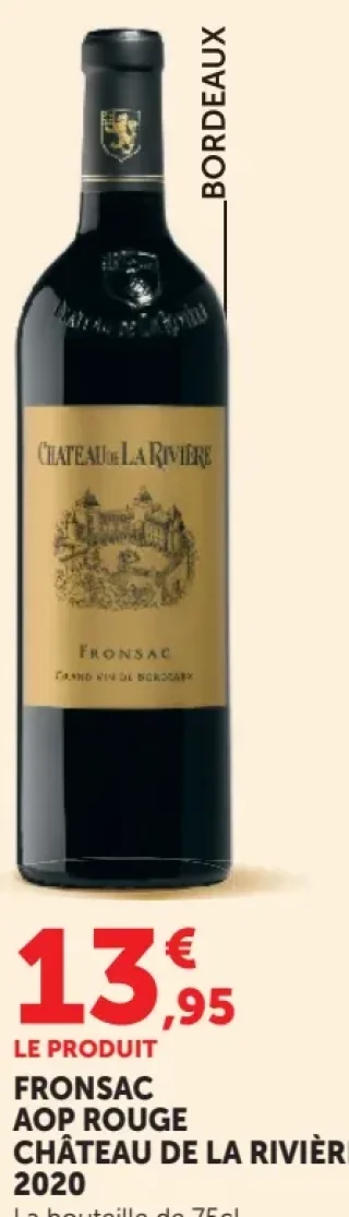 Vin rouge Fronsac AOP Château de la Rivière 2020