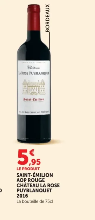 Vin rouge Saint-Émilion AOP Château La Rose Puyblanquet 2016