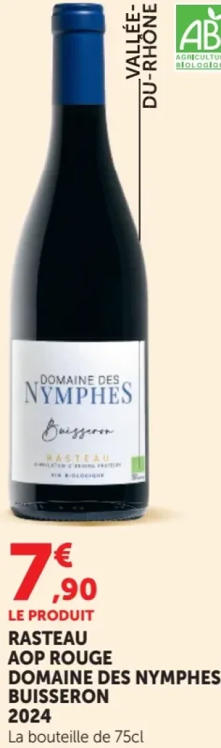 Vin rouge Rasteau AOP Rouge Domaine des Nymphes Buisseron 2024