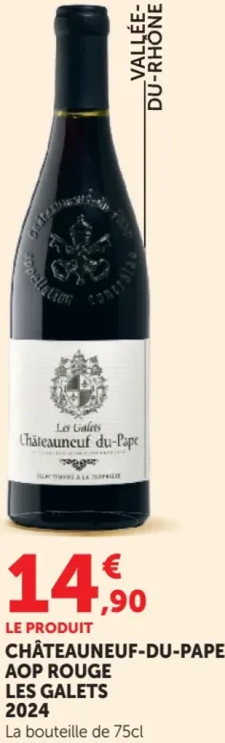 Vin rouge Châteauneuf-du-Pape AOP Rouge Les Galets 2024