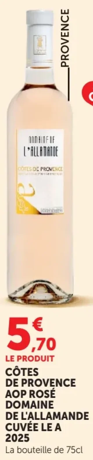 Domaine de L'Allamande Cuvée Le A Côtes de Provence AOP Rosé 2025