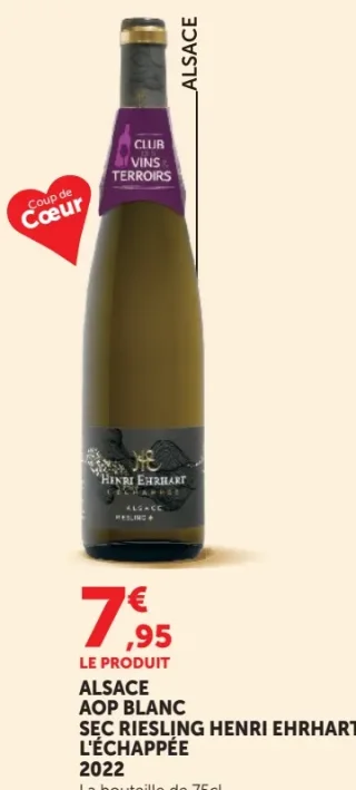 ALSACE AOP BLANC SEC RIESLING HENRI EHRHART L'ÉCHAPPÉE
