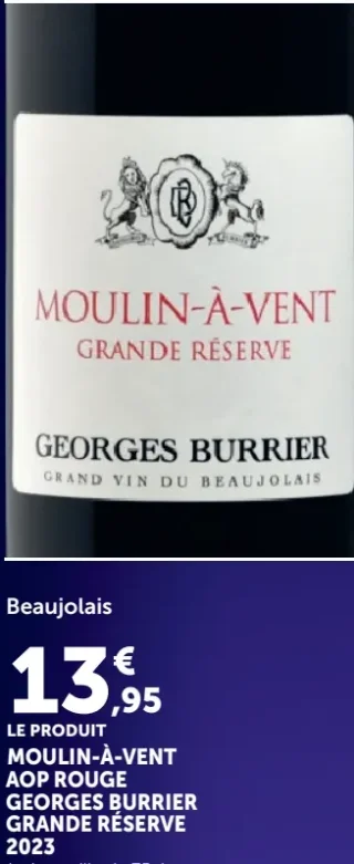 Moulin-à-Vent AOP Rouge Georges Burrier Grande Réserve 2023 Beaujolais