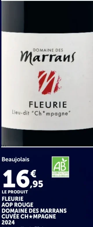Fleurie AOP Rouge Domaine Des Marrans Cuvée Ch★mpagne 2024 Beaujolais