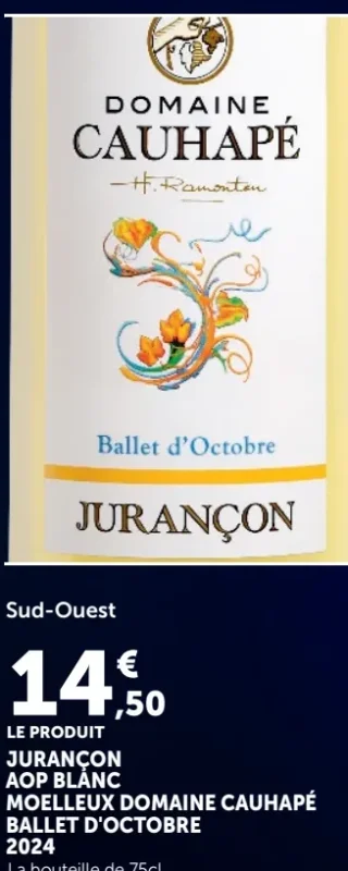 JURANÇON AOP BLANC MOELLEUX DOMAINE CAUHAPÉ BALLET D'OCTOBRE 2024