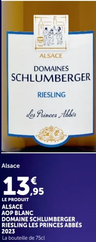 Alsace AOP Blanc Domaine Schlumberger Riesling Les Princes Abbés 2023