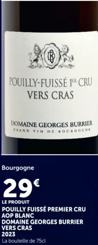 Pouilly-Fuissé Premier Cru AOP Blanc Domaine Georges Burrier Vers Cras 2023
