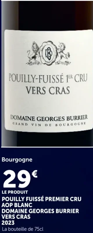 Pouilly-Fuissé Premier Cru AOP Blanc Domaine Georges Burrier Vers Cras 2023