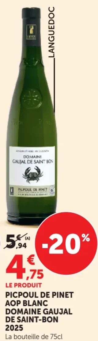 Picpoul de Pinet AOP Blanc Domaine Gaujal de Saint-Bon
