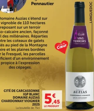 Cité de Carcassonne IGP Blanc Domaine Auzias Chardonnay Viognier