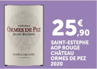 Vin rouge Saint-Estèphe AOP Rouge Château Ormes de Pez 2020