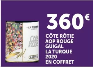 Vin rouge Côte Rôtie AOP Rouge Guigal La Turque 2020 En Coffret
