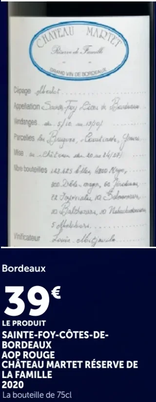 Sainte-Foy-Côtes-de-Bordeaux AOP Rouge Château Martet Réserve de la Famille 2020