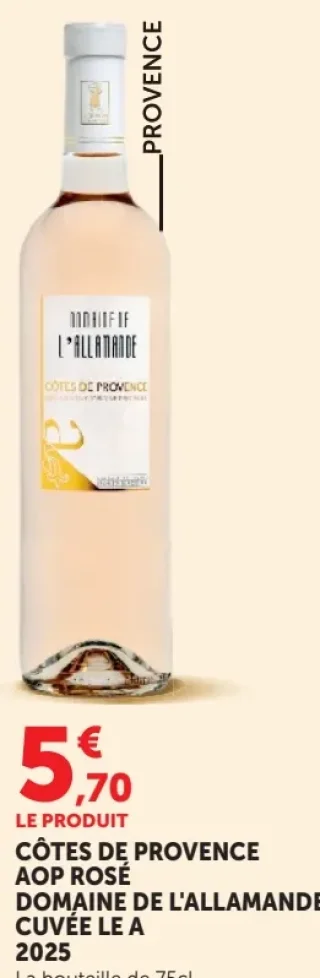 Côtes de Provence AOP Rosé Domaine de l'Allamande Cuvée Le A
