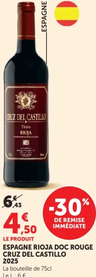 Vin rouge Espagne Rioja DOC Cruz Del Castillo 2025