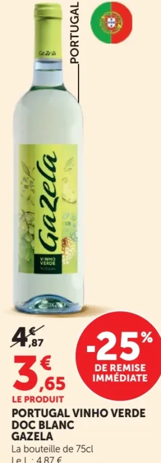 Vin blanc Portugal Vinho Verde DOC Gazela