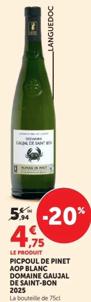 Domaine Gaujal de Saint-Bon Picpoul de Pinet AOP Blanc