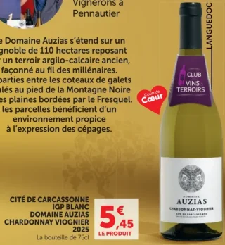 Domaine Auzias Chardonnay Viognier Cité de Carcassonne IGP Blanc