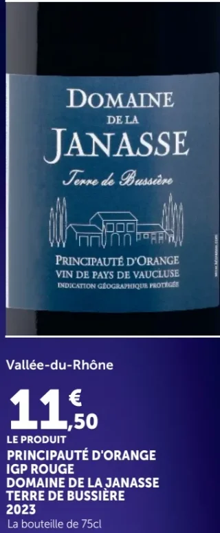 Vin rouge Domaine de la Janasse Terre de Bussière Principiauté d'Orange IGP 2023