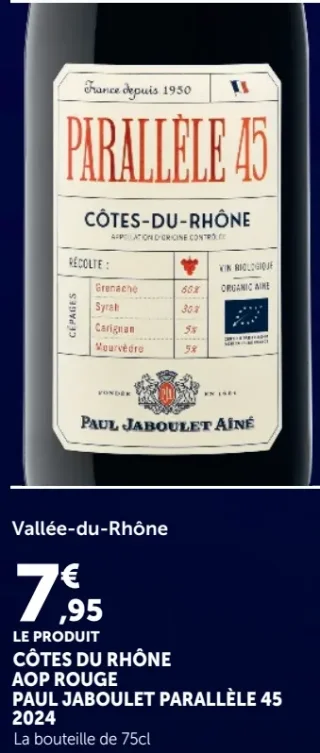 Vin rouge Paul Jaboulet Parallèle 45 Côtes-du-Rhône AOP 2024