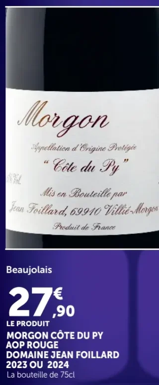 Vin rouge Morgon Côte du Py AOP Rouge Domaine Jean Foillard