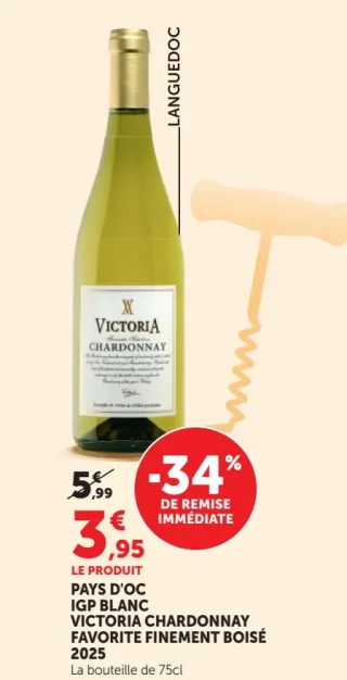 Victoria Chardonnay Favorite Finement Boisé Pays d'Oc IGP Blanc 2025