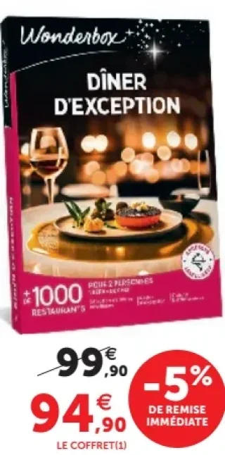 Coffret cadeau Wonderbox Dîner d'Exception