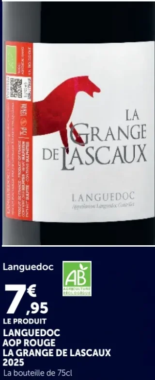 Vin rouge Languedoc AOP La Grange de Lascaux 2022