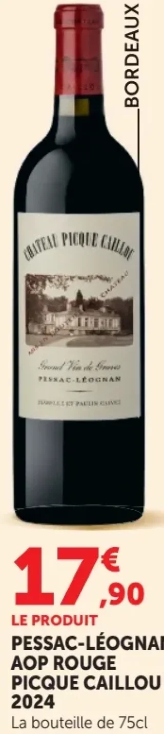 Vin rouge Pessac-Léognan AOP Picque Caillou 2024