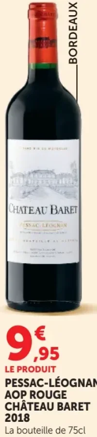 Vin rouge Pessac-Léognan AOP Château Baret 2018