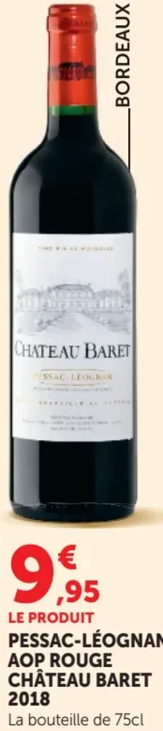 Vin rouge Pessac-Léognan AOP Château Baret 2018