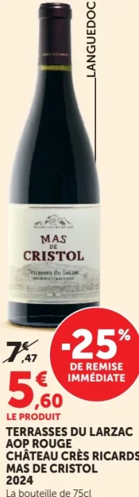 Terrasses du Larzac AOP Rouge Château Crès Ricards Mas de Cristol