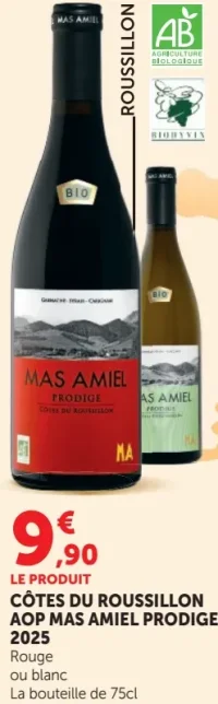 CÔTES DU ROUSSILLON AOP MAS AMIEL PRODIGE 2025 Rouge ou blanc