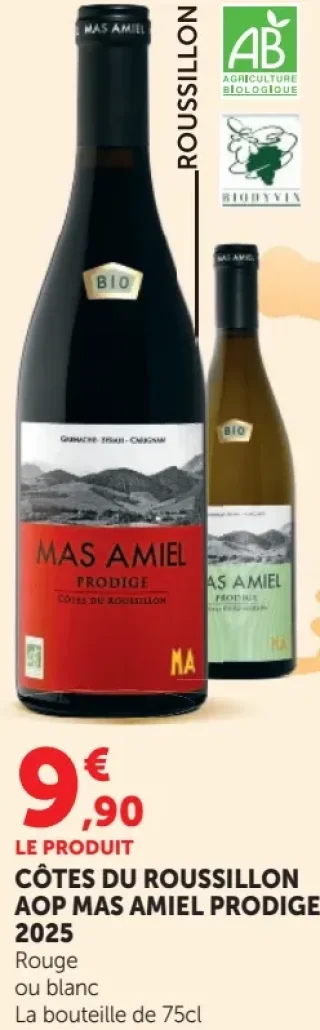 CÔTES DU ROUSSILLON AOP MAS AMIEL PRODIGE 2025 Rouge ou blanc