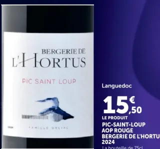 BERGERIE DE L'HORTUS PIC-SAINT-LOUP AOP ROUGE 2024